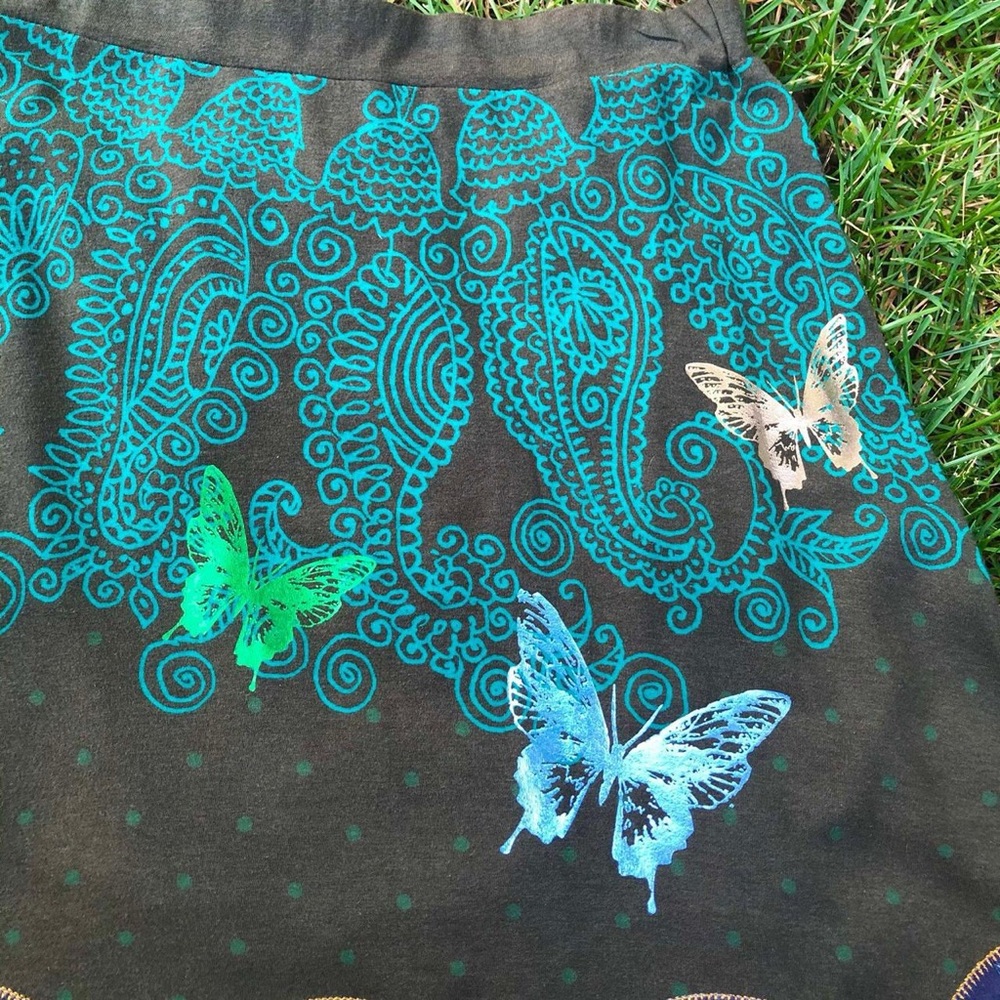 Vintage Butterfly Skirt Y2K 2000s Fairy Fairycore Midi Metallic Paisley Floral - Picture 3 of 5